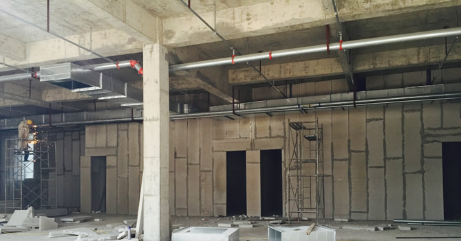 麻城廣場輕質(zhì)隔墻板施工案例