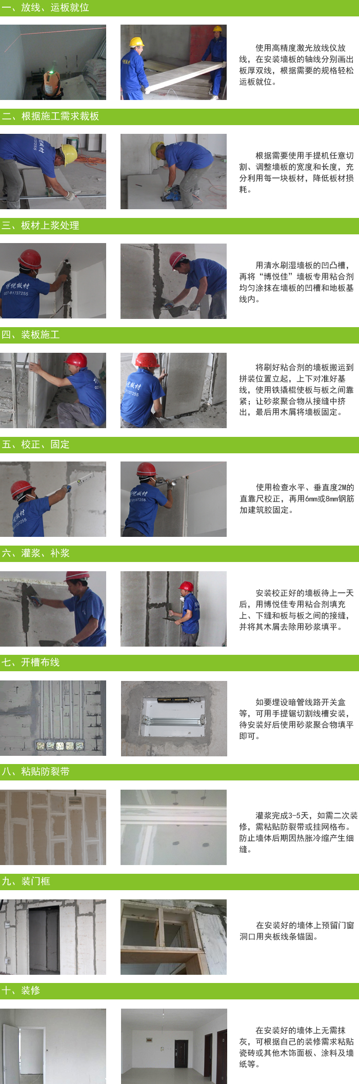 博悅佳輕質(zhì)隔墻板安裝流程